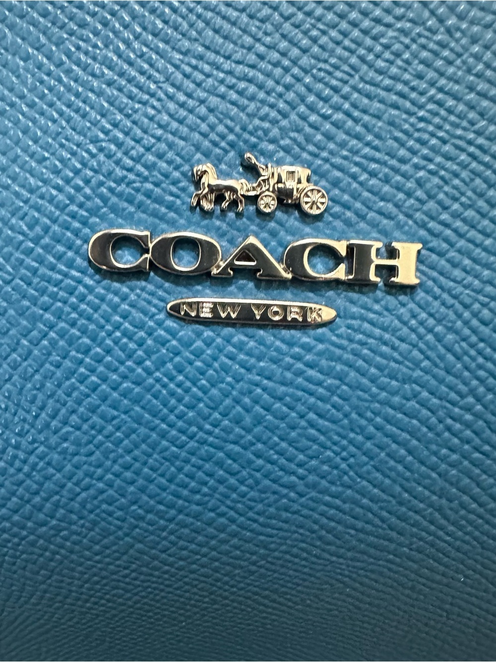Coach Leather Tote in Bright Blue with Silver Hardware